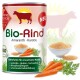 Dose mit "Bio-Rind" Hundefutter, das Amaranth und Karotten enthält, als biologisch, glutenfrei und für erwachsene Hunde geeignet gekennzeichnet.
