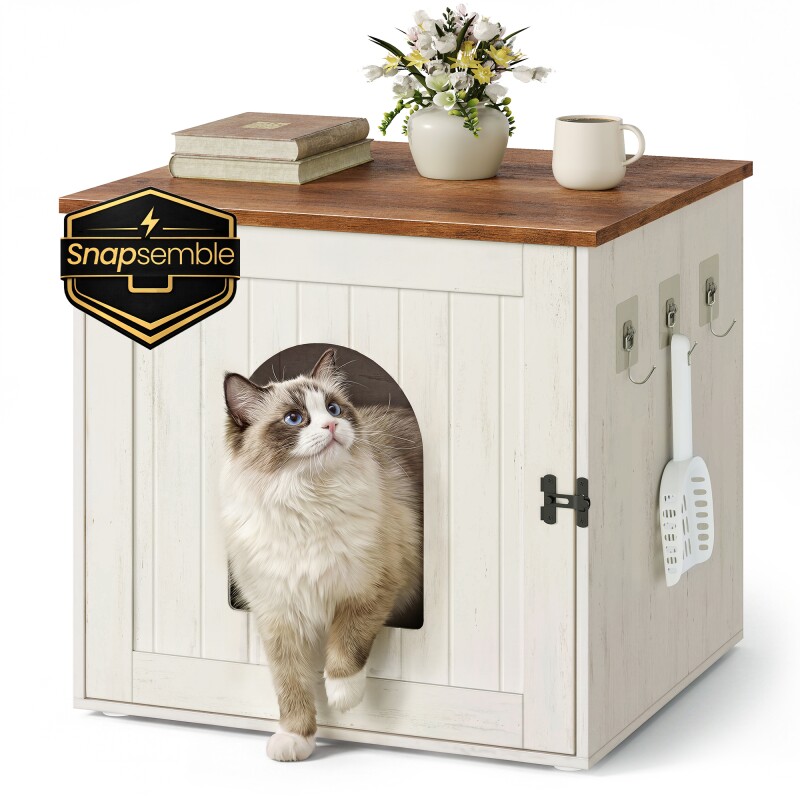 SONGMICS HOME Katzenklo-Schrank, Snapsemble - superschnelle Montage, Katzenschrank, doppelte Verschlüsse, Katzenhaus