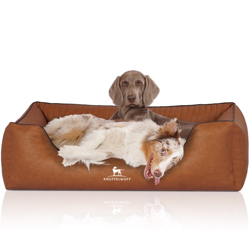 Knuffelwuff Orthopädisches Hundebett Chesapeake aus Laser gestepptem marmoriertem Kunstleder terracotta M-L
