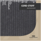 Dunkelgrauer Cordstoff mit vertikalen Streifen, beschriftet mit "CORD-STOFF" und "wärmend & weich" in moderner Schrift.