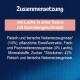 Verpackung für Haustierfutter mit "Zusammensetzung mit Lachs in einer Sauce mit Garnelengeschmack," aufgelistet mit Zutaten und Nährwertangaben.