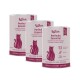 Drei pinke KatKare-Dosen mit Aufschrift „Perlhuhn Essential“, Katzensnacks, Katzensilhouette und sichtbarem Text „Snack gut. Tu Gutes. Fühl dich gut.“