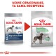 Porównanie opakowania karmy dla psów Royal Canin Digestive Care, pokazujące dużego psa i tekst o poprawie jakości stolca.