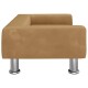 Braunes Wildleder-Haustiersofa mit erhöhten silbernen Metallbeinen, entworfen für kleine Haustiere.