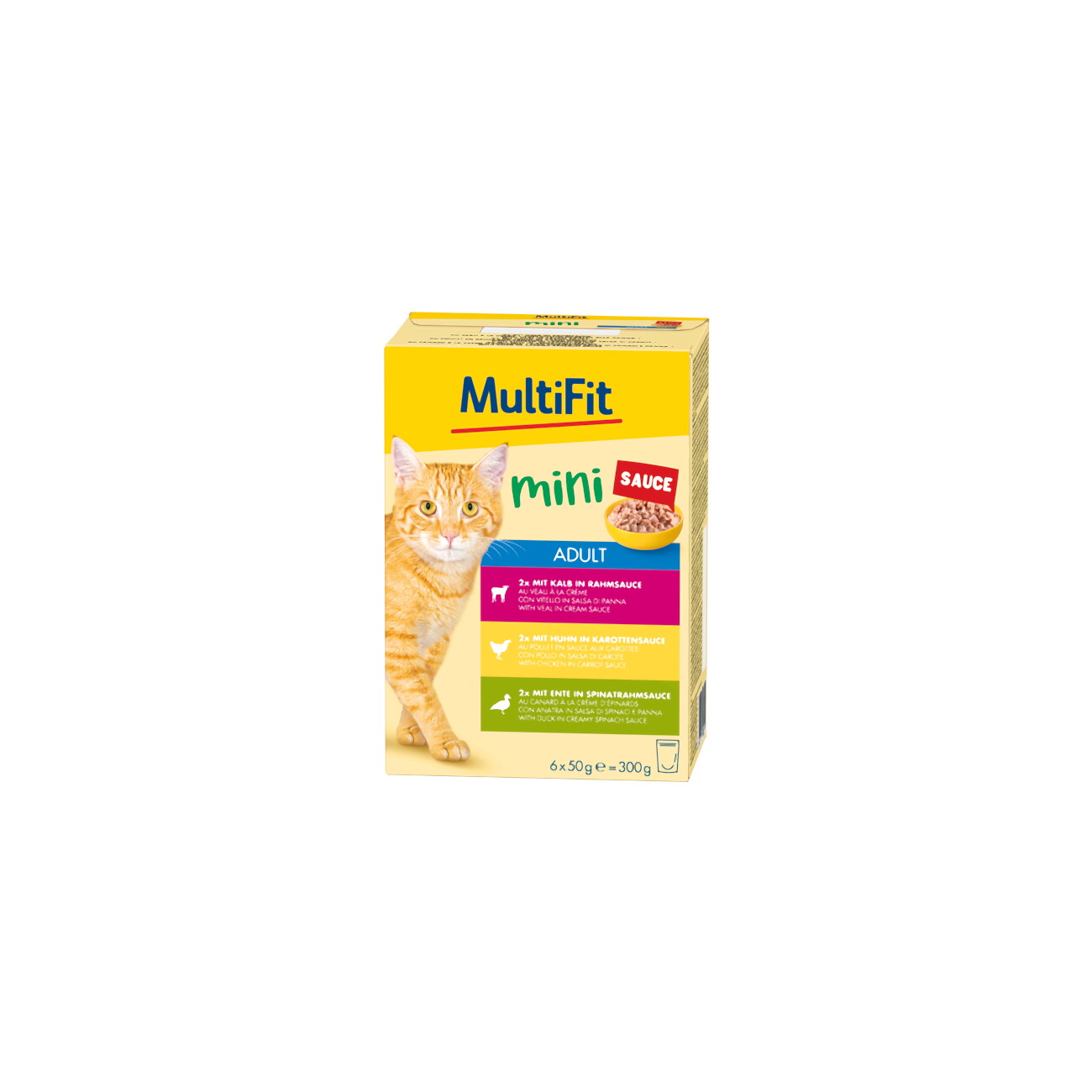 MultiFit Mini Nassfutter Katze Adult, Multipack Sauce Fleisch 6x50 g