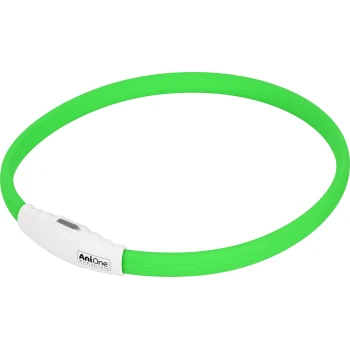 Grünes Silikon-Haustierhalsband mit einer weißen LED-Lichtsteuerung, mit dem Markennamen "AniOne."