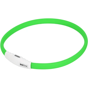 Grünes Silikon-Haustierhalsband mit einer weißen LED-Lichtsteuerung, mit dem Markennamen "AniOne."