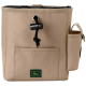 Beige Leckerli-Tasche für Haustiere mit Kordelzugverschluss, Fronttasche und Seitentasche, mit grünem "HUNTER"-Logo.