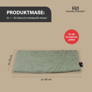 Grünes strukturiertes Katzenbett, ca. 60 cm x 29 cm, für kleine bis mittelgroße Katzen, passend für alle Fensterbänke.