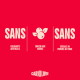 Étiquette rouge Carnilove : «SANS» (à gauche et à droite), icône de baie, «ENRICHI AUX HERBES», «COLORANTS ARTIFICIELS», «CÉRÉALES NI POMMES DE TERRE».