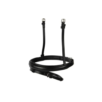 Schwarzes Leder-Haustiergeschirr mit verstellbaren Riemen und Metallverschlüssen, entworfen für Komfort und Kontrolle während der Spaziergänge.