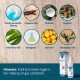 Zutaten für Haustierprodukte: Kochsalzlösung, Insektenfett, Öle, Emulgator, Zitronen, Eukalyptus, plus "masavet Spot-on" Flasche und deutsche Anweisungen.