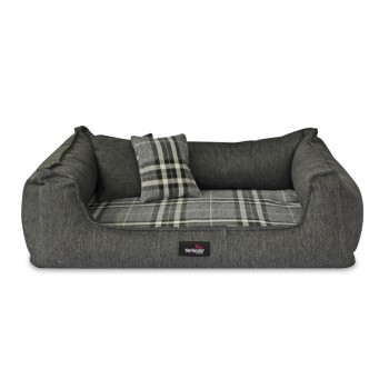 ® Orthopädisches Hundebett SCOTCH VISCO 2-in-1-Bezug Webstoff Mélange kariert schwarz/ graphit 90 cm, 22 cm, 75 cm