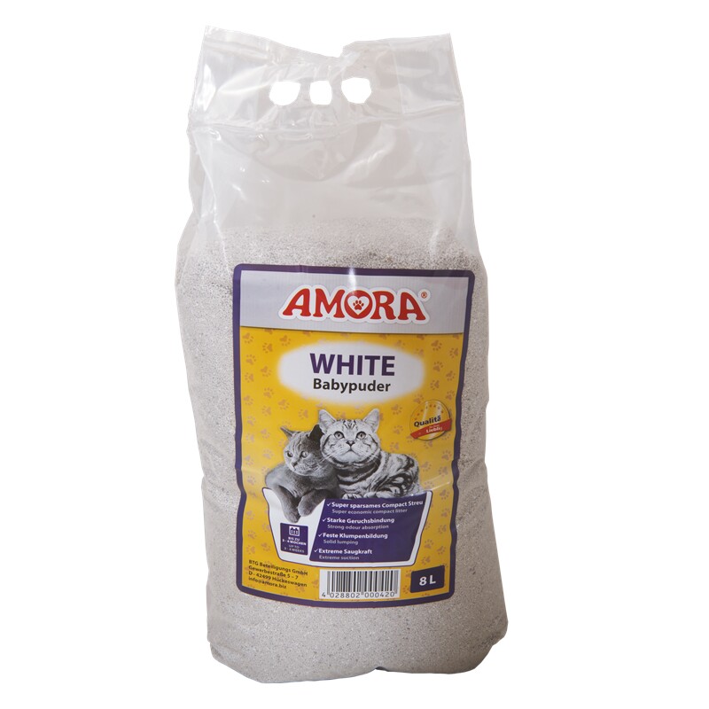 Amora Katzenstreu Compact Babypuder 8 Liter