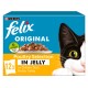 Felix Original Poultry Selection cat food box with a black and white cat's face, featuring "12x" and ingredients: Chicken, Duck, Turkey.