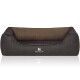 Orthopädisches Hundebett Outback aus laser-gestepptem Kunstleder schwarz/ gelb XL