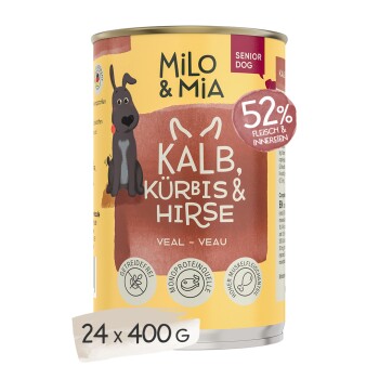 Milo & Mia Kalb, Kürbis & Hirse 24×400 g