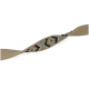 Eine stilvolle Hundeleine mit einem gewebten Muster in erdigen Tönen von Beige, Blau und Schwarz, vor einem weißen Hintergrund präsentiert.