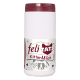 Behälter mit FeliTatz Kittenmilch, mit einer verspielten Kätzchen-Grafik und einem weißen und maroonen Design.