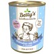 Dosenfutter für Katzen mit der Aufschrift "Betty's Landhausküche" für Kätzchen, mit Huhn, Rind und Lachsöl, für das Alter von 2-12 Monaten.