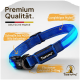 Blauer Hundehalsband aus strapazierfähigem Nylon, mit einer starken Schnalle, einem D-Ring aus rostfreiem Stahl und dem Markennamen "Tierhood."