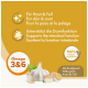 Verpackung für Haustierergänzungen in Deutsch, Englisch und Französisch, fördert die Gesundheit von Haut und Fell, die Unterstützung des Darms und Omega 3&6 mit Knoblauch.