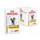 Royal Canin Veterinary Urinary S/O Katzenfutterbeutel, mit einem Laib-Textur, mit einem Katzenbild und einer Verpackungsbox im Hintergrund.