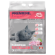 Klumpende Katzenstreu-Tüte mit einer grauen Katze, Kirschblütenduft und Text in mehreren Sprachen. Limitierte Auflage, 12 kg.