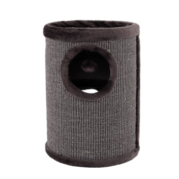 Grau Haustiertunnel mit einem runden Eingang, mit einem weichen, plüschigen Futter um die Kanten für Komfort.