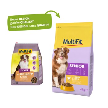 Trockenfutter Hund Senior, mit Huhn & Reis 4 kg