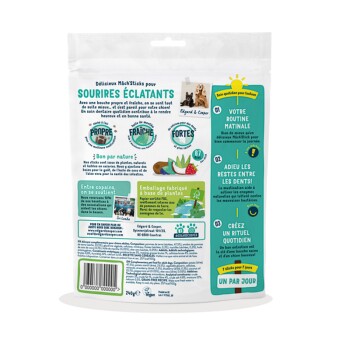 Délicieux MaCh'Sticks pour chiens, promouvant des sourires frais. Présente des avantages comme des ingrédients naturels, des soins dentaires et un emballage écologique.