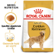 Royal Canin Adult Golden Retriever hondenvoer zak met een afbeelding van een golden retriever, met nadruk op ras-specifieke voeding voor een gezonde huid en vacht.