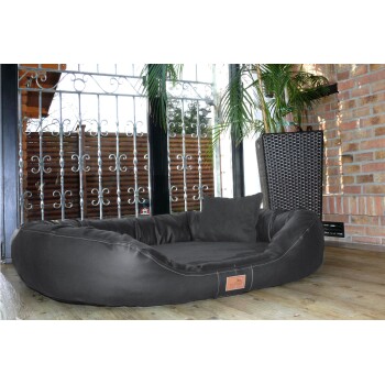 Orthopädisches Hundebett LENNART VISCO PLUS Kunstleder und Velours schwarz/ graphit 1,7 m, 35 cm, 1,1 m