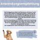 ALPHAZOO-Team in einem Tiergeschäft mit Menschen und Hunden, die nachhaltige Haustierprodukte mit "Made in Germany"-Logos bewerben.
