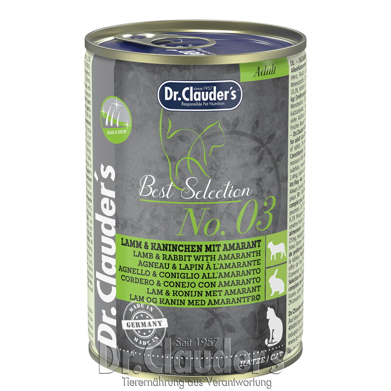 Dr. Clauder's Best Selection No3 Lamm & Kaninchen mit Amaranth 12x400 g