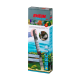 EHEIM Quick Vac pro automatische Kiesreinigerverpackung, die eine Hand zeigt, die das Gerät hält, mit Text über Batteriebetrieb und Benutzerfreundlichkeit.
