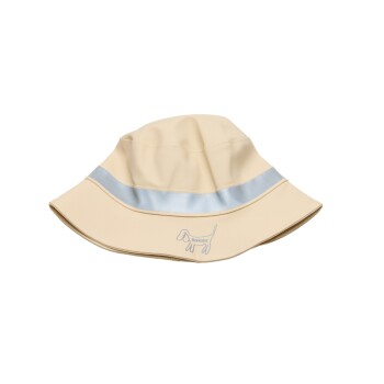 Eimerhut aus Upcycled-Stoff beige S