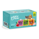 Multipack of Edgard Cooper dog food featuring three flavors: Game & Duck, Lamb & Beef, and Chicken & Turkey, labeled for adult dogs.