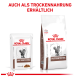 Royal Canin Gastrointestinal Haustierfutterverpackung, mit einem Beutel und einer Tüte, mit einem Katzenbild und dem Text "AUCH ALS TROCKENNahrung ERHÄLTLICH."