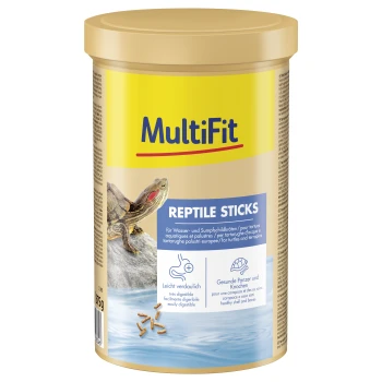 MultiFit Reptilien-Sticks für Schildkröten und Wasserschildkröten, leicht verdaulich, unterstützt gesunde Panzer und Knochen, 375g Behälter.
