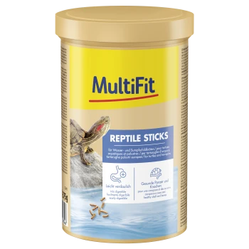 Bâtonnets MultiFit Reptile pour tortues et terrapins, facilement digestibles, soutiennent une carapace et des os sains, contenant de 375g.