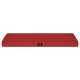 Rotes Haustierbett mit glatter Oberfläche und einem schwarzen Logoetikett an der Seite.
