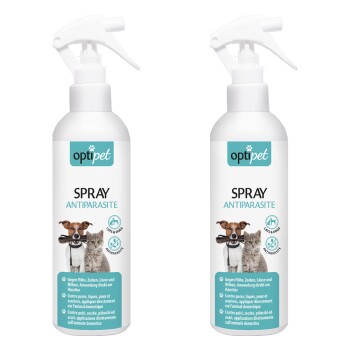 OptiPet Flohspray 2x250ml für direkte Tieranwendung gegen Flöhe, Milben, Zecken, Läuse