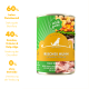 Dose Hundefutter mit der Aufschrift 'Irish Chicken', die 60% Fleischanteil, 40% Gemüse, Kräuter und Algen enthält, ohne Getreide.