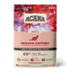 Sac de nourriture ACANA Indoor Cat étiqueté "Indoor Entrée" avec poulet, dinde, 65 % de petites proies, et revendications pour le contrôle des boules de poils et une peau saine.
