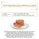 Fütterungsempfehlung für Katzen: 2 bis 3 Dosen pro Tag, auf mindestens 2 Mahlzeiten verteilt. Abgebildet ist eine Portion Katzenfutter.