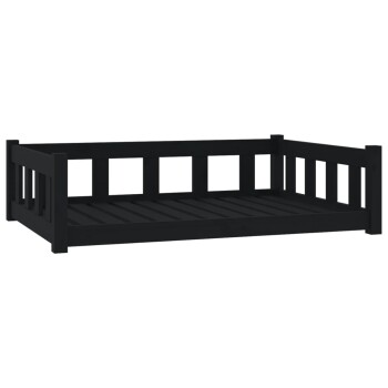 Hundebett Massivholz Kiefer schwarz 75,5 cm, 28 cm, 1,055 m