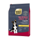 Select Gold Medium Junior Hundefutterbeutel, geeignet für Hunde von 11-25 kg, unter 12 Monaten. Mit einem Hundebild und dem Etikett "Huhn".