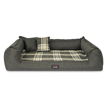 ® Orthopädisches Hundebett SCOTCH VISCO 2-in-1-Bezug Webstoff Mélange kariert anthrazit 1,1 m, 22 cm, 90 cm