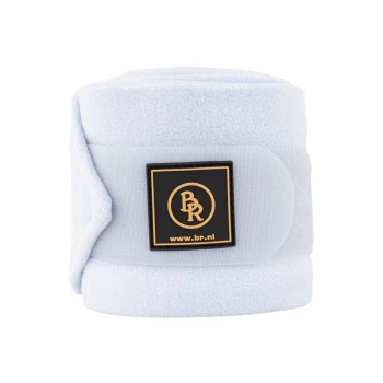 Hellblaues Pferdebinde mit einem schwarzen und goldenen BR-Logo und der Website www.br.nl, entworfen für Unterstützung und Schutz von Pferden.